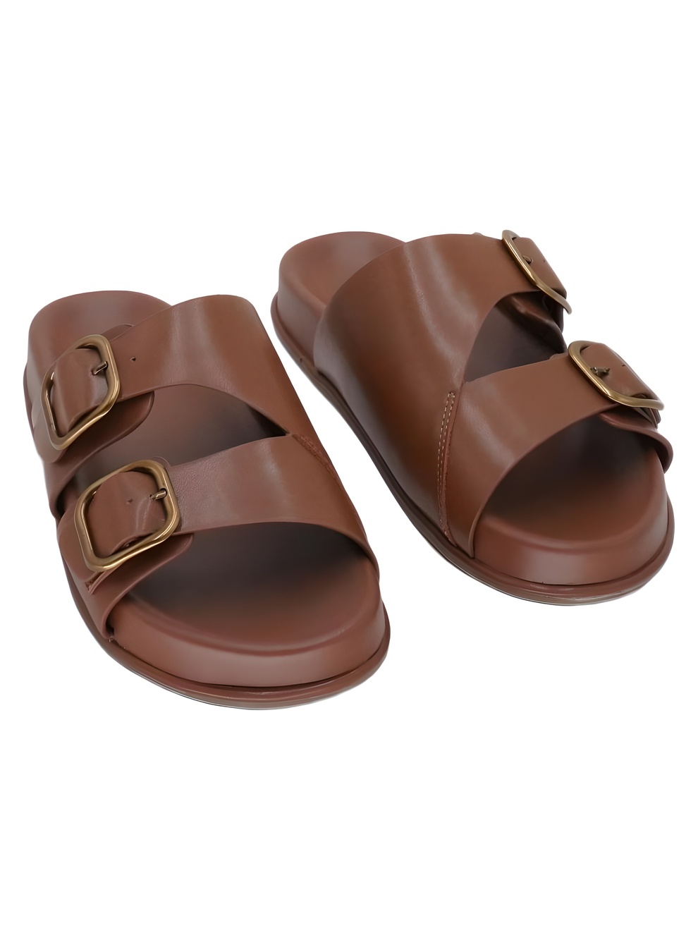 Giani Bernini Zariah Double Buckle Slide Flat SlipOn Sandal Burnt Copper Size 7M